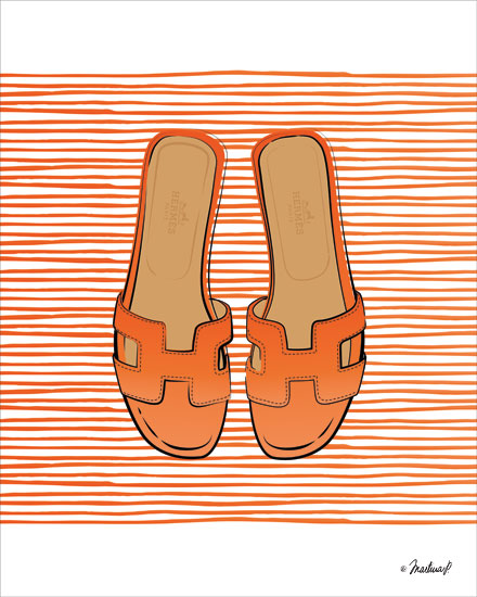 Martina Pavlova PAV186 - PAV186 - Orange Hermes Flats - 12x16 Abstract, Fashion, Shoes from Penny Lane