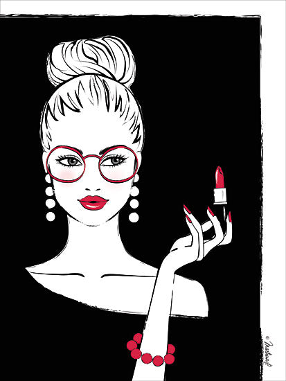 Martina Pavlova PAV197 - PAV197 - Nerd Lipstick Lady - 12x16 Woman, Fashion, Figurative, Abstract, Lipstick from Penny Lane