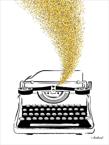 Martina Pavlova PAV204 - PAV204 - Glitter Typewriter - 12x16 Typewriter, Vintage, Gold, Glitter from Penny Lane