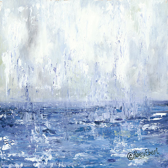 Roey Ebert REAR243 - Rainy Day View - 12x12 Abstract, Blue & White, Landscape from Penny Lane
