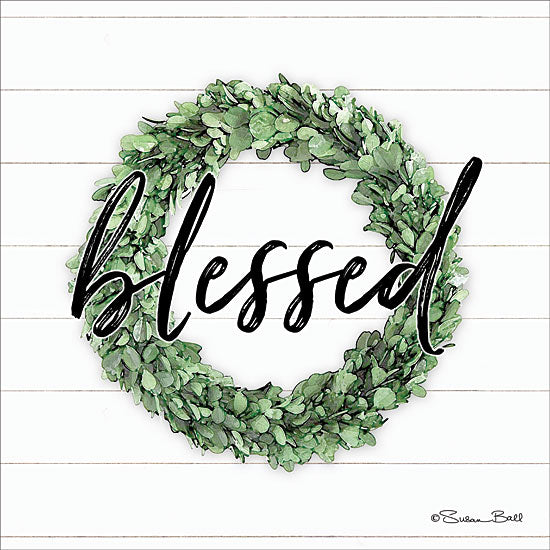 Susan Ball SB607 - Blessed Boxwood Wreath Blessed, Wreath, Shiplap, Signs from Penny Lane