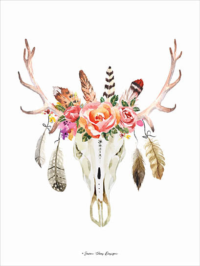 Seven Trees ST208 - Boho Floral Feather Skull - Boho, Flowers, Skull, Feathers, Roses from Penny Lane Publishing