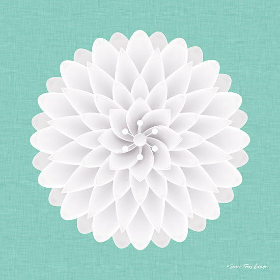 Seven Trees Design ST388 - 3D Flower Flower, White Flower, 3D, Teal & White from Penny Lane