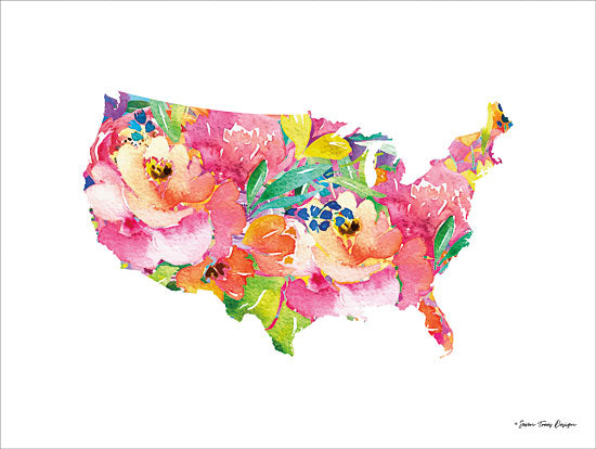 Seven Trees Design ST393 - Floral USA Map United States, Map, Silhouette, USA, Flowers from Penny Lane