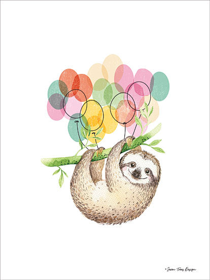 Seven Trees Design ST418 - Sloth Birthday II Sloth, Birthday, Balloons, Babies, Kid's Art from Penny Lane