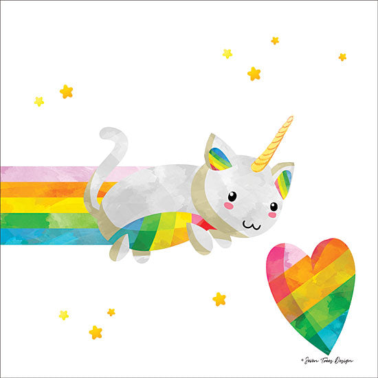 Seven Trees Design ST434 - Rainbow Caticorn I - 12x12 Rainbows, Caticorns, Cats, Unicorn, Heart, Whimsy, Babies, Kid's Art from Penny Lane