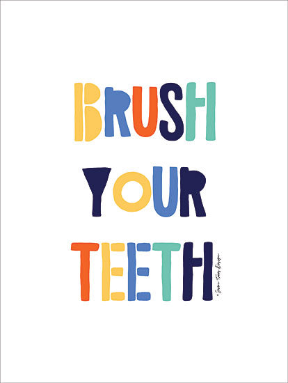 Seven Trees Design ST464 - Brush Your Teeth - 12x16 Bath, Brush Teeth, Rainbow Colors, Kids Art, Humorous from Penny Lane