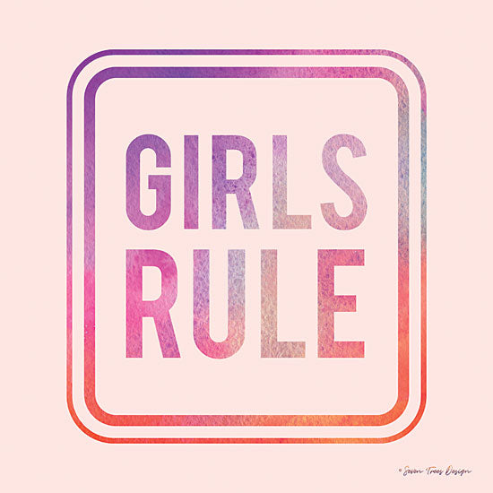 Seven Trees Design ST516 - Girls Rule - 12x12 Girl's Rule, Tween, Kid's Art, Rainbow Color, Retro from Penny Lane