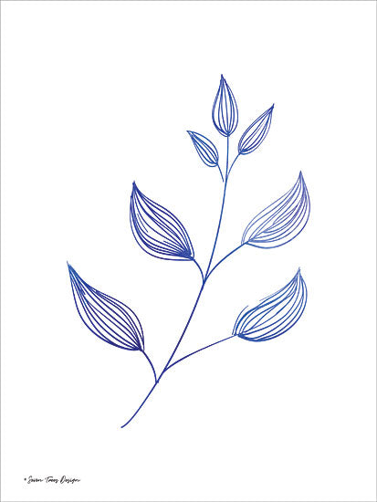 Seven Trees Designs ST554 - Blue Plant II - 12x16 Plant, Blue & White, Botanical from Penny Lane