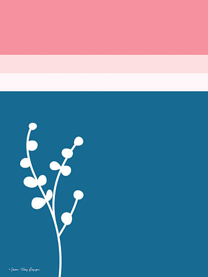 Seven Trees Designs ST559 - The Plant and the Lines I - 12x16 Plant, Lines, Pink & Blue, Botanical from Penny Lane