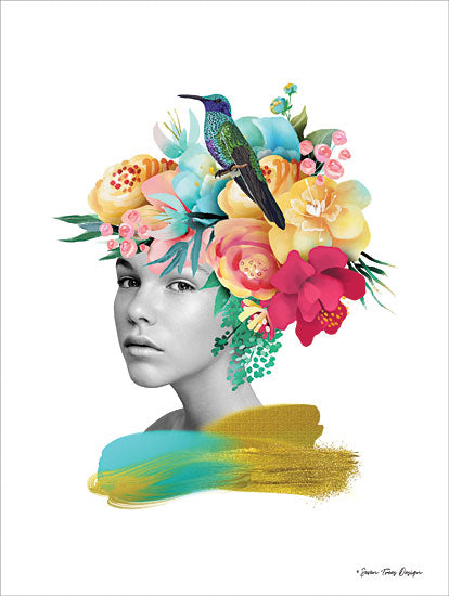 Seven Trees Design ST631 - ST631 - The Girl and the Paradise - 12x16 Photography, Portrait, Woman, Colors, Floral, Bird, Tropical from Penny Lane